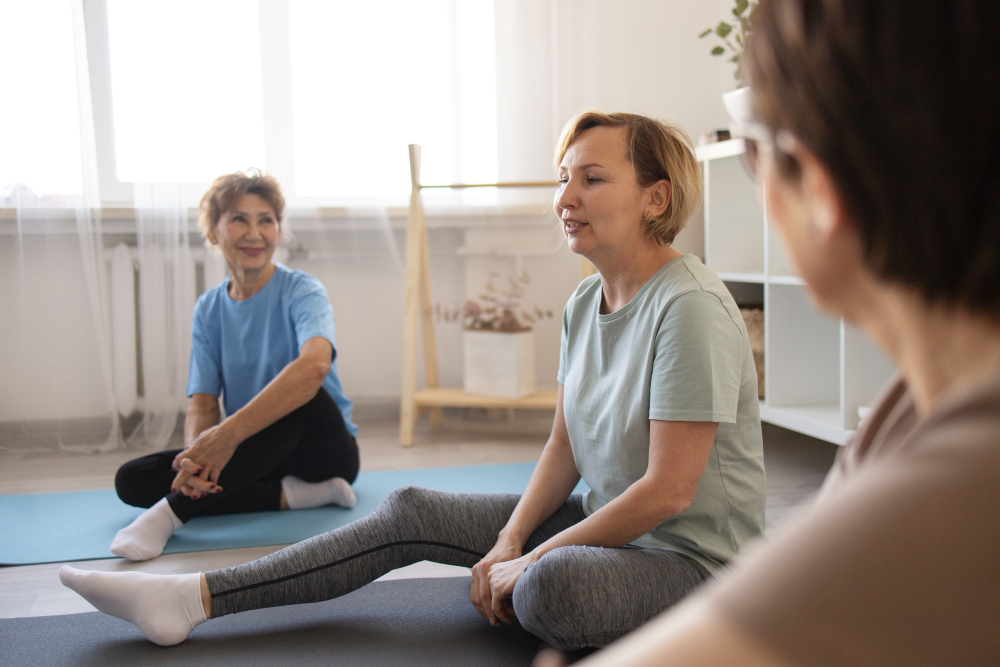 groupe de femmes participant à une activité relaxation